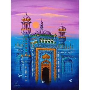 S. A. Noory, 18 x 24 Inch, Acrylic on Canvas, Cityscape Painting, AC-SAN-224